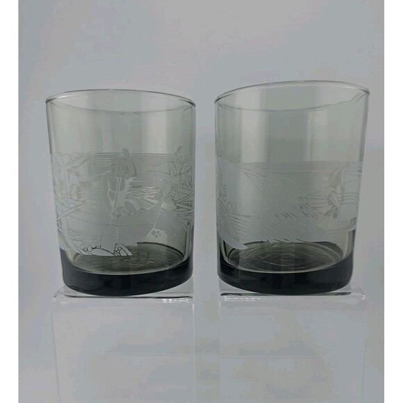 McDonald's Hawaii High Ball Glasses Smokey Frosted Vintage Libbey Set Of 4 - Picture 6 of 9